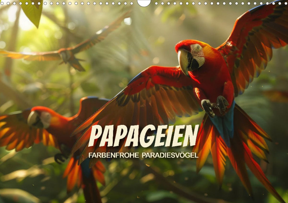 Deckblatt des Kalenders "Papageien - Farbenfrohe Paradiesvögel"