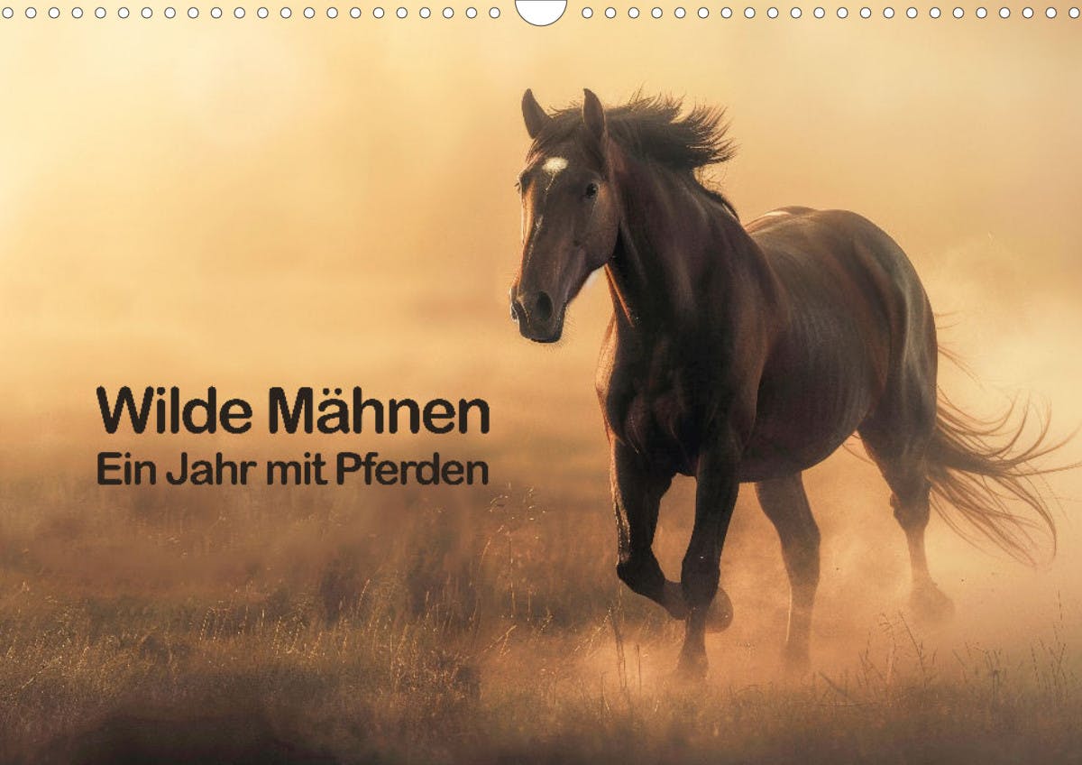 Deckblatt des Kalenders "Wilde Mähnen: Ein Jahr mit Pferden"